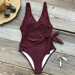 Cupshe Burgundy One-Piece Swimsuit Size Small NWT